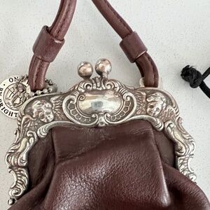 Brighton One World "Stacy" Brown Leather & Silver MIni Crossbody Bag